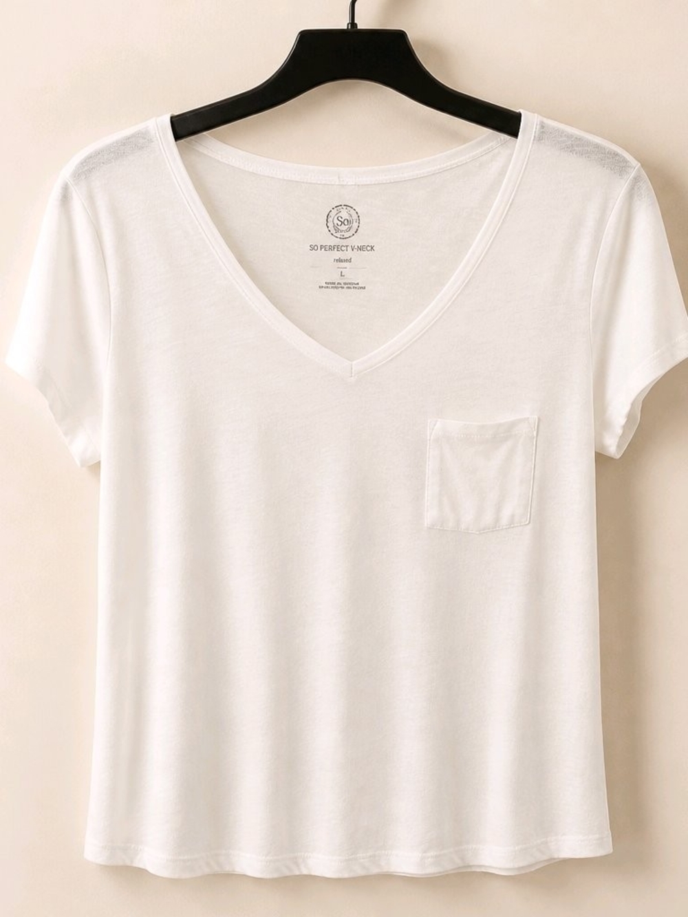 SO White V-Neck Short Sleeve Pocket Tee